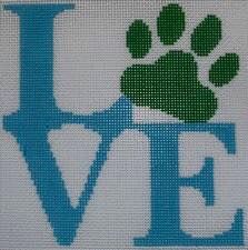 click here to view larger image of Love Paw - Blue (hand painted canvases)