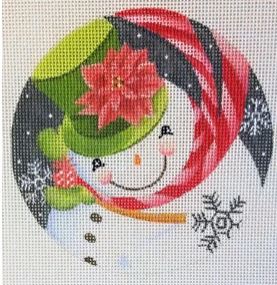 click here to view larger image of Poinsettia Hat Snowman (hand painted canvases)