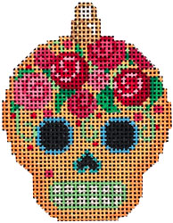 click here to view larger image of Sugar Skull Ornament - Gold (hand painted canvases)