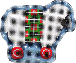 click here to view larger image of White Sheep on Wheels Ornament  (hand painted canvases)