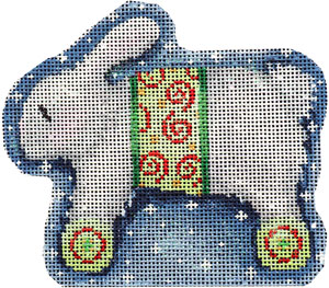 click here to view larger image of White Bunny on Wheels Ornament  (hand painted canvases)