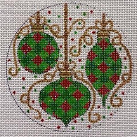 click here to view larger image of Green Ornaments (hand painted canvases)