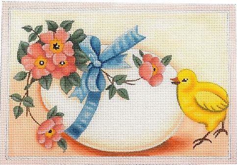 click here to view larger image of Easter Egg with Chick (hand painted canvases)