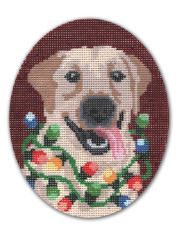click here to view larger image of Happy Holidays Dog w/Lights (hand painted canvases)