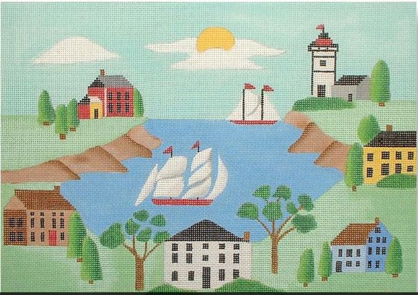 click here to view larger image of New England Scene (hand painted canvases)