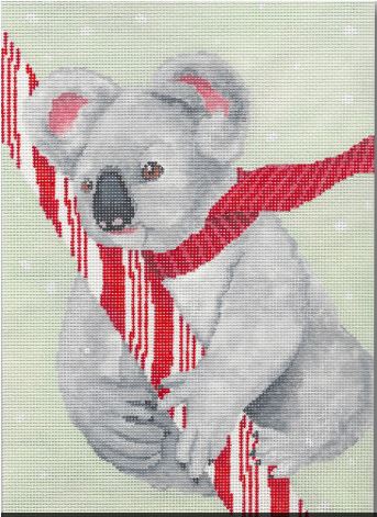 click here to view larger image of Koala w/Candy Cane (hand painted canvases)