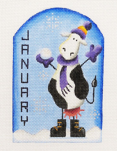 click here to view larger image of Moo Snowballs - January (hand painted canvases)