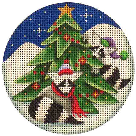 click here to view larger image of Raccoons Decorating (hand painted canvases)