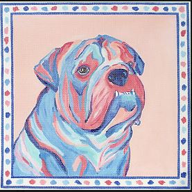 click here to view larger image of Bulldog with Spotted Border (hand painted canvases 2)