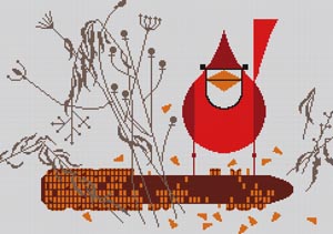 click here to view larger image of Cardinal on the Corn (hand painted canvases)