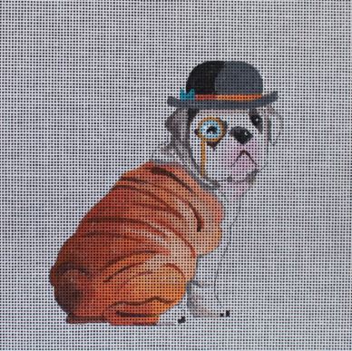 click here to view larger image of English Bulldog Gentleman (hand painted canvases)