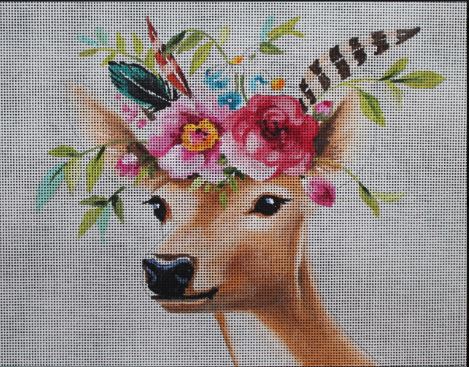 click here to view larger image of Deer w/Flowers (hand painted canvases)
