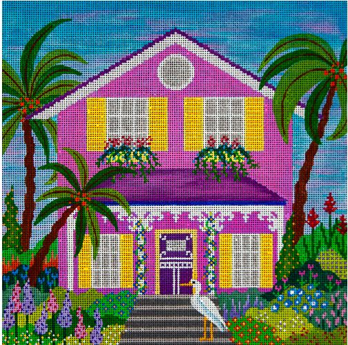 click here to view larger image of Pink Beach Bungalow (hand painted canvases)
