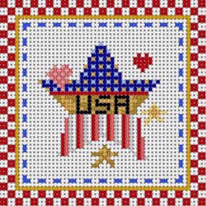 click here to view larger image of Patriotic Coaster - Star/USA (hand painted canvases)
