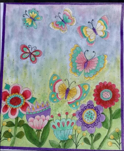 click here to view larger image of Lilys Butterfly Garden (hand painted canvases)