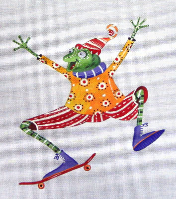 click here to view larger image of Frog on Skateboard (hand painted canvases)