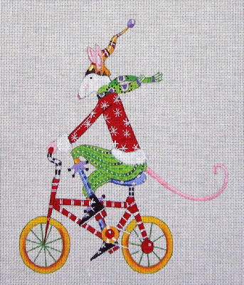 click here to view larger image of Mouse on Bicycle (hand painted canvases)