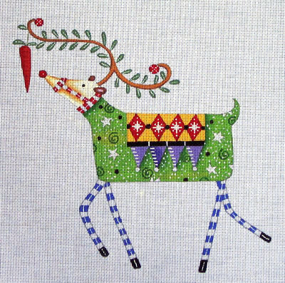 click here to view larger image of Reindeer w/Carrot (hand painted canvases)