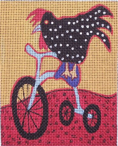 click here to view larger image of Rooster on Tricycle (hand painted canvases)