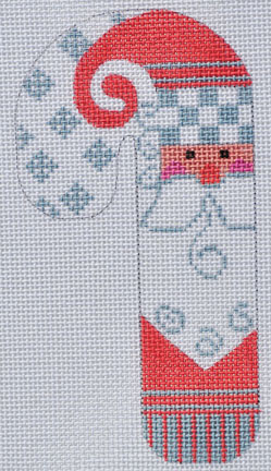 click here to view larger image of Gray Checkered Santa Candy Cane (hand painted canvases)