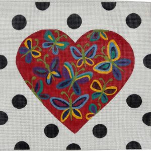 click here to view larger image of Butterfly Heart Polka Dots (hand painted canvases)