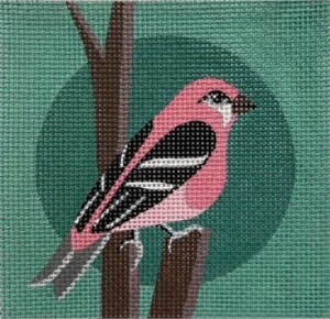 click here to view larger image of Pink Bird on Teal (hand painted canvases)