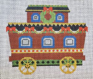 click here to view larger image of Christmas Wreath Caboose (hand painted canvases)