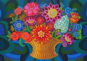 click here to view larger image of Flower Basket (hand painted canvases)