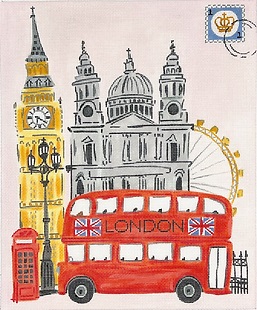 click here to view larger image of London w/Double Decker Bus (hand painted canvases 2)