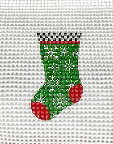click here to view larger image of Mini Snowflake Stocking (hand painted canvases)