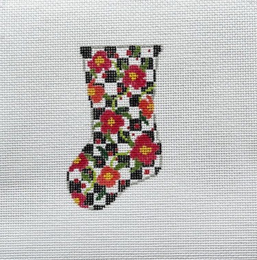 click here to view larger image of Mini Floral Stocking (hand painted canvases)
