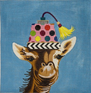 click here to view larger image of Giraffe w/Hat (hand painted canvases)
