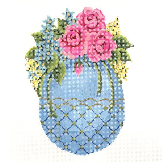 click here to view larger image of Blue Egg w/Rose Crown (hand painted canvases)