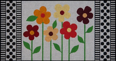 click here to view larger image of Mod Flowers w/Black and White Border (hand painted canvases)