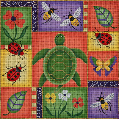 click here to view larger image of Happy Turtle Patchwork (hand painted canvases)