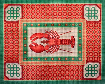 click here to view larger image of Lobster w/Spicy Borders (hand painted canvases)