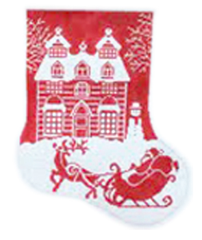 click here to view larger image of Red and White Christmas Midi-Sock (hand painted canvases)