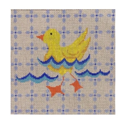 click here to view larger image of Yellow Duck Swimming on Patterns (hand painted canvases)
