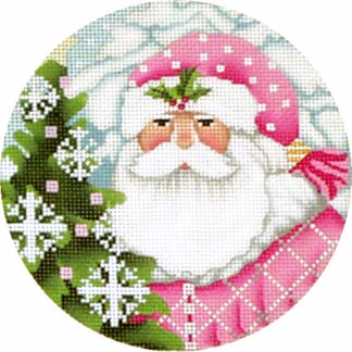 click here to view larger image of Pink Santa Round (hand painted canvases)