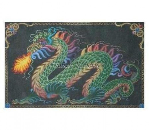 click here to view larger image of Dragon (black canvas) (hand painted canvases)