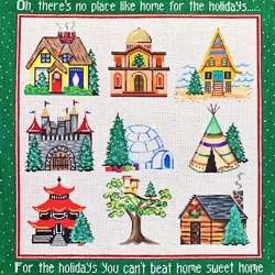 click here to view larger image of No Place Like Home for the Holidays w/Border (hand painted canvases)