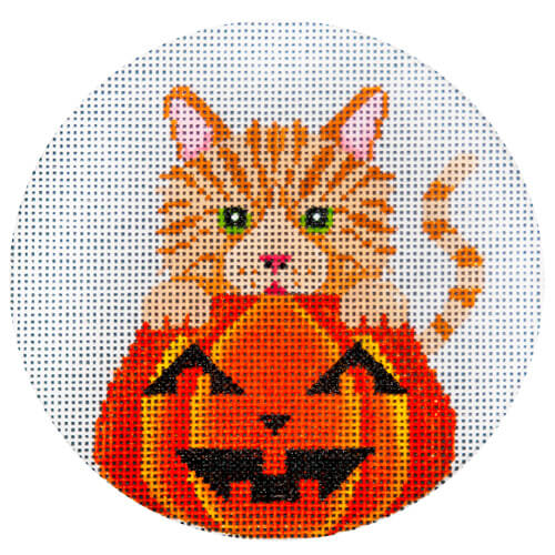 click here to view larger image of Orange Tabby and Pumpkin (hand painted canvases)