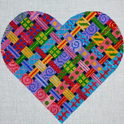 click here to view larger image of Woven Ribbons Heart (hand painted canvases)