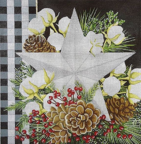 click here to view larger image of Gingham Bolls Star (hand painted canvases)