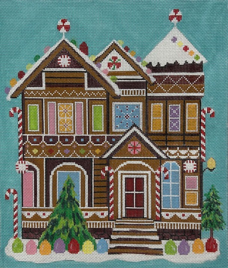 click here to view larger image of Gumdrop Gingerbread House (hand painted canvases)