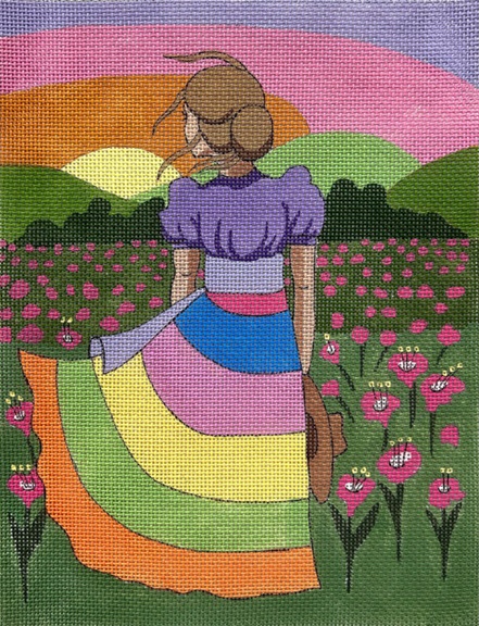 click here to view larger image of Girl in Flower Field (hand painted canvases)