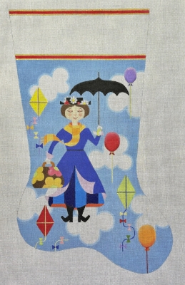 click here to view larger image of English Flying Nanny Stocking - 13M (hand painted canvases)