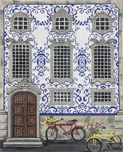 click here to view larger image of Portuguese Facade w/Bikes (hand painted canvases)