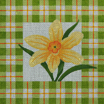 click here to view larger image of Daffodil w/Plaid Border (hand painted canvases)