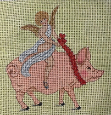 click here to view larger image of Angel w/Pig (hand painted canvases)